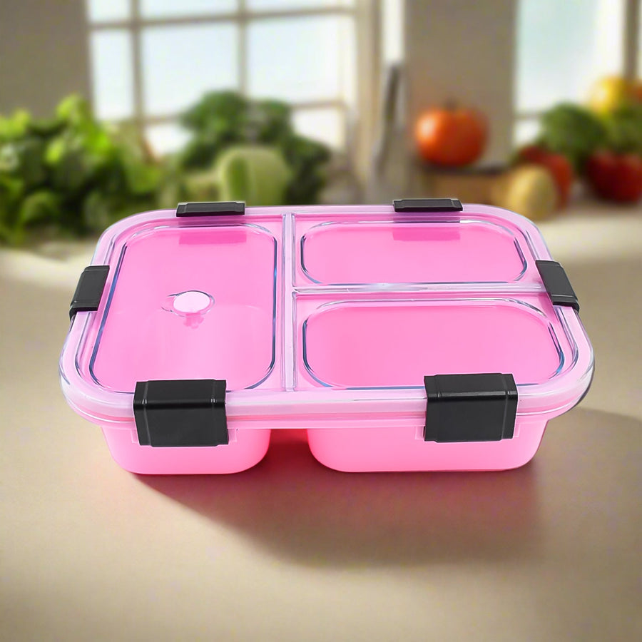 Insulated Lunch Box – 3 Compartment Plastic Tiffin | Lunchie Bunchie