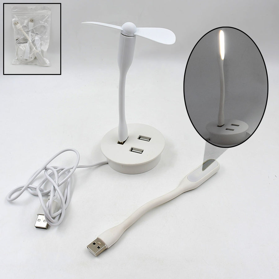 Portable USB Fan, Light & 3-Port Hub Combo for Laptops | Deskrova