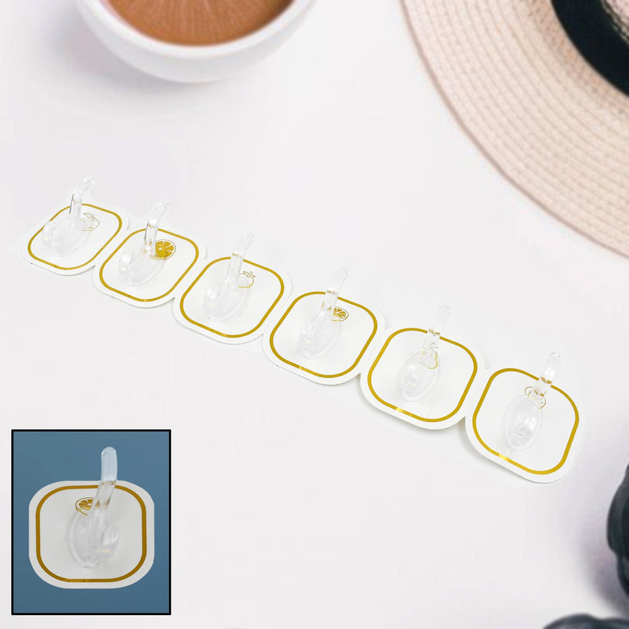 Transparent Adhesive Hooks (6 Pcs) – Strong & Reusable | GlimmerHome
