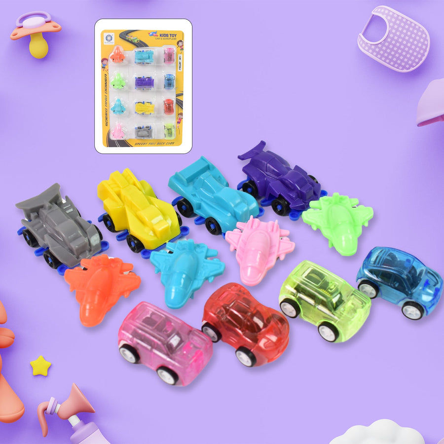 Pull Back Car Set – 12 Mini Vehicle Toys for Kids | Aditi