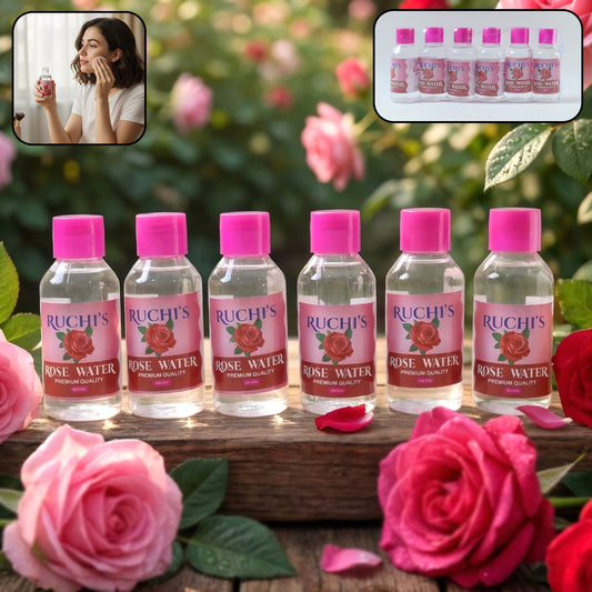 Premium rose water face cleanser 6-piece set, 100 ml bottles for daily skincare