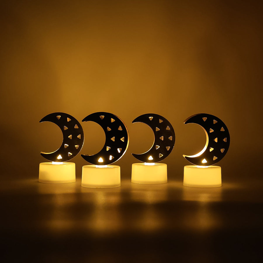 Moon Shaped Flameless LED Candles – Cozy Ambient Glow, Set of 4
