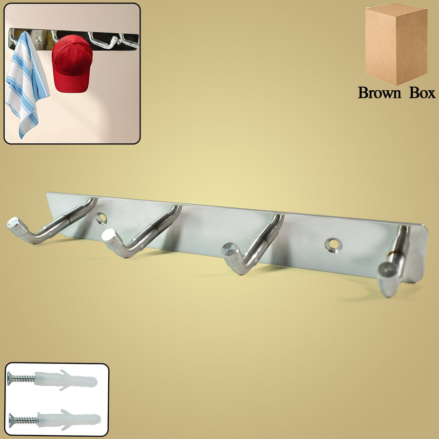 Stainless Steel Coat Hook Rack – 4 Heavy Duty Hooks for Home