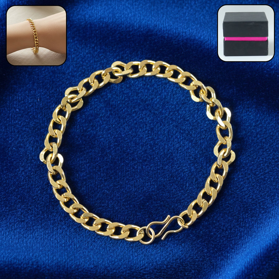 Gold Finish Chain Link Bracelet – Stylish Unisex Metal Wristwear