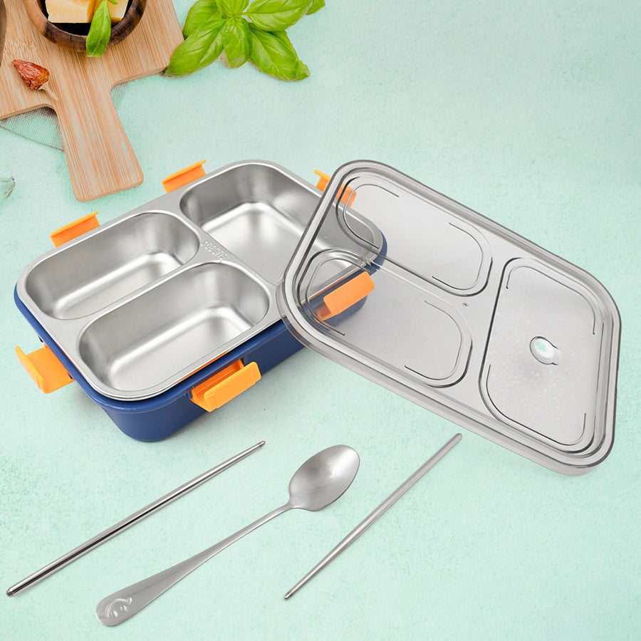 Stainless Steel Lunch Box – 3 Compartment, Leak-Proof | Lunchie Bunchie