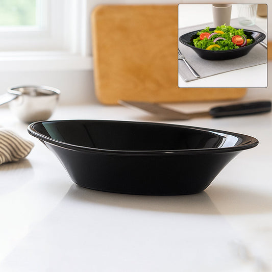 Black Plastic Marin Serving Bowl with deep oval shape for serving