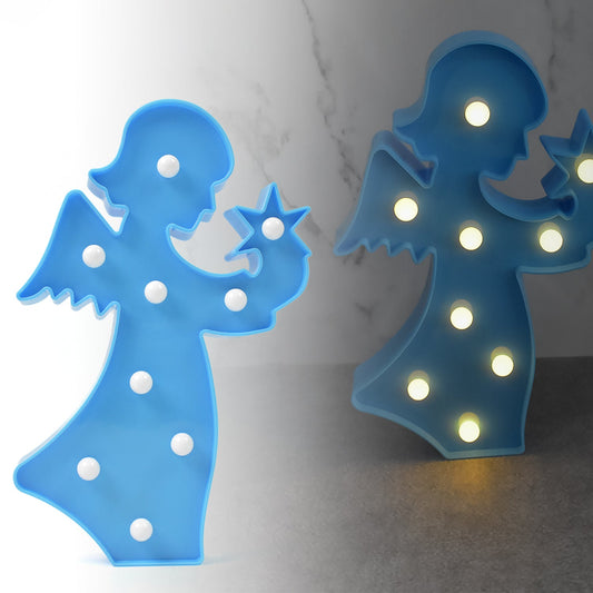 Glowing LED angel night light with a warm glow, perfect for serene room decor.