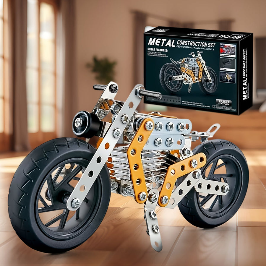 Metal Bike Building Kit – DIY STEM Construction Toy for Kids | Little Blocks