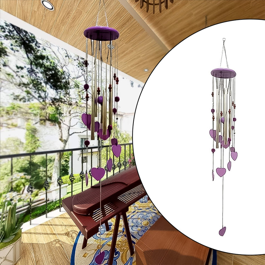 Smiley Hearts Wind Chime – Bamboo & Aluminium Decor | Indo Glow