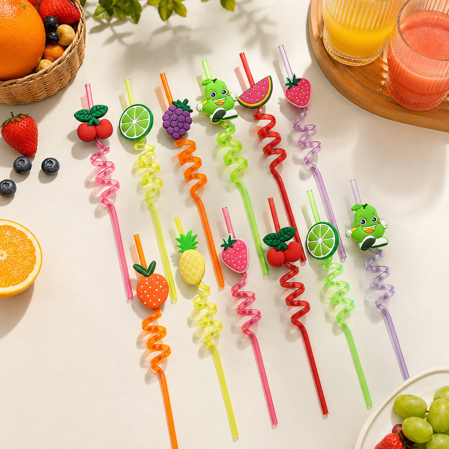 Reusable Plastic Straws – Cartoon Truck Design, 12 Pcs | Siplix