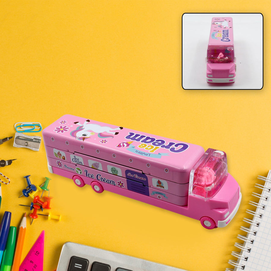 Kids Truck Pencil Case – Multi-Level Metal Double Decker | Indo Glow