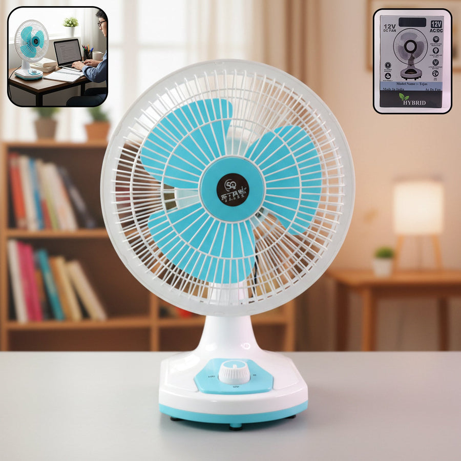 12V DC Table Fan with Adjustable Speed Control and High Speed Airflow (Adapter Not Include)