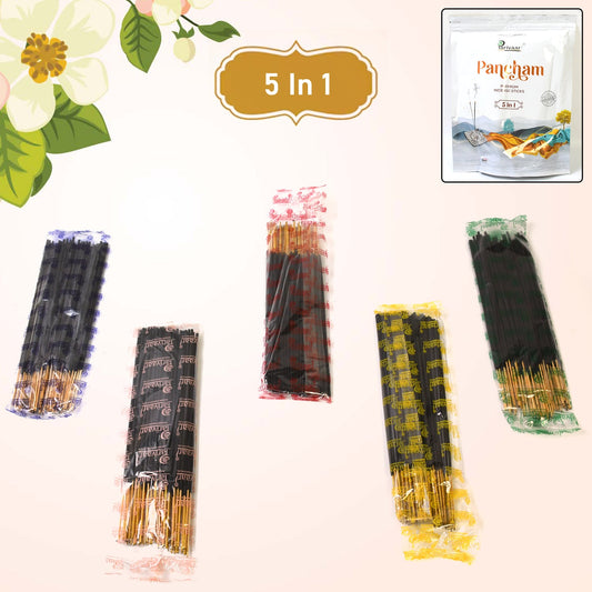  5in1 Pancham Premium Incense Sticks 450g package with vibrant design.