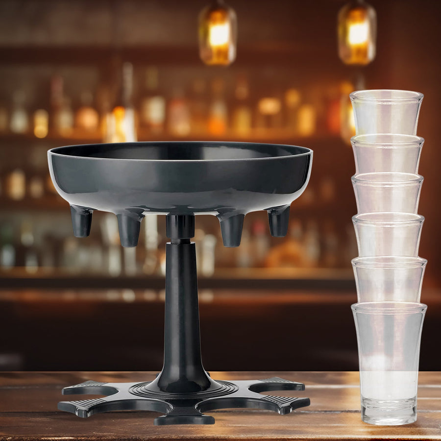 Shot Glass Dispenser – 6-Shot Party Set with Tray & Glasses | Siplix