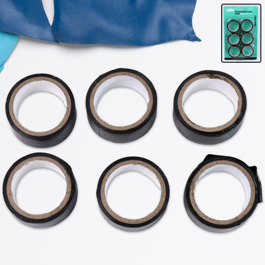 6-roll set of general electrical tape with durable black PVC insulation