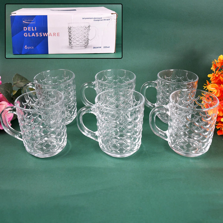 Glass Coffee Mugs – 225ml Heat-Resistant Set of 6 | Indo Glow
