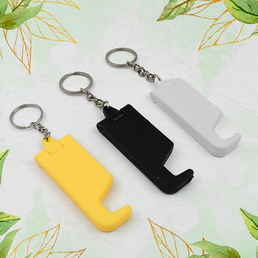 Keychain Mobile Stand – 2-in-1 Plastic Phone Holder (100 Pcs) | Mobiléon