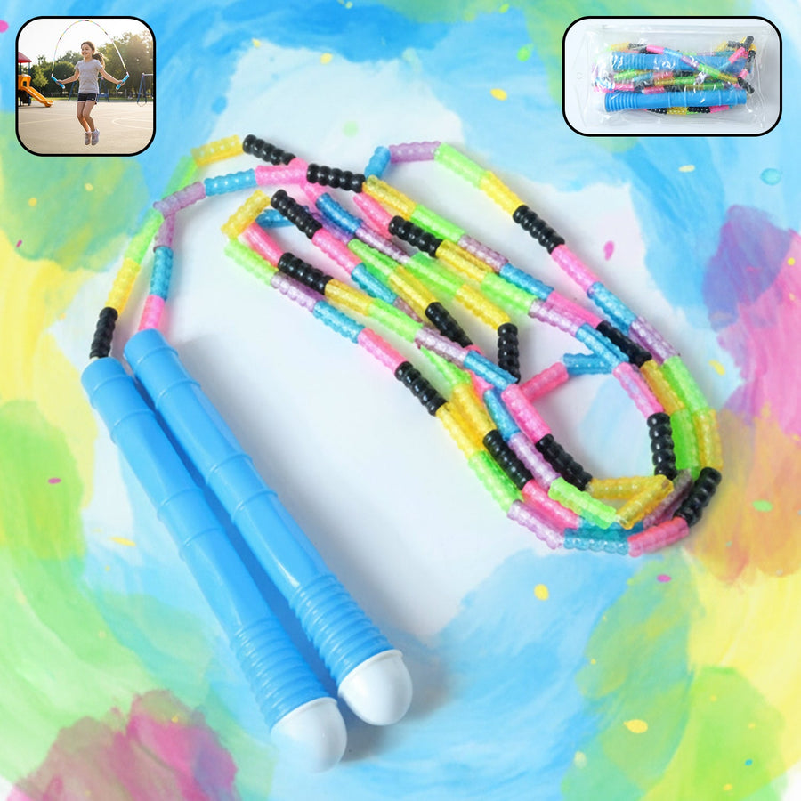 Beaded Skipping Rope – Colorful Kids Jump Rope with Grip Handles