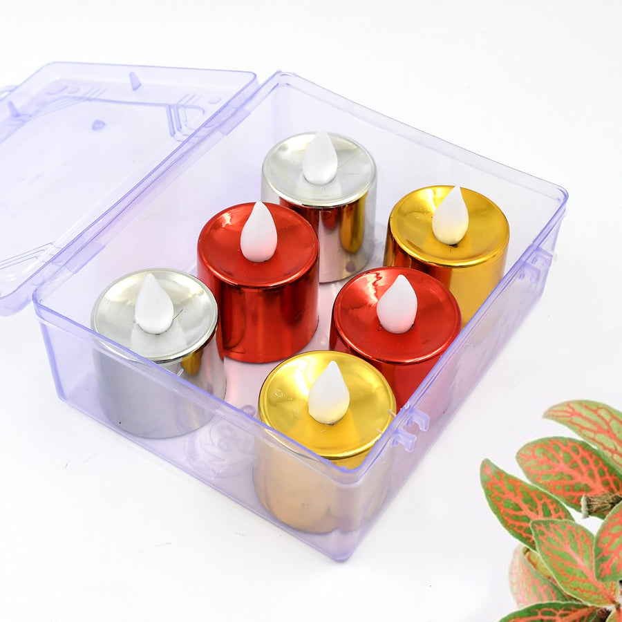 LED Diya Candles – Flameless Tea Light Set (6 Pcs) | Indo Glow