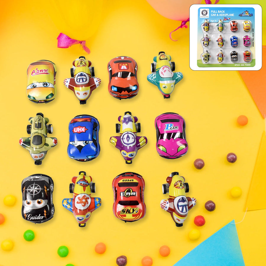 Mini Pull Back Car Toy Set – 12-Piece Vehicle Collection | Aditi