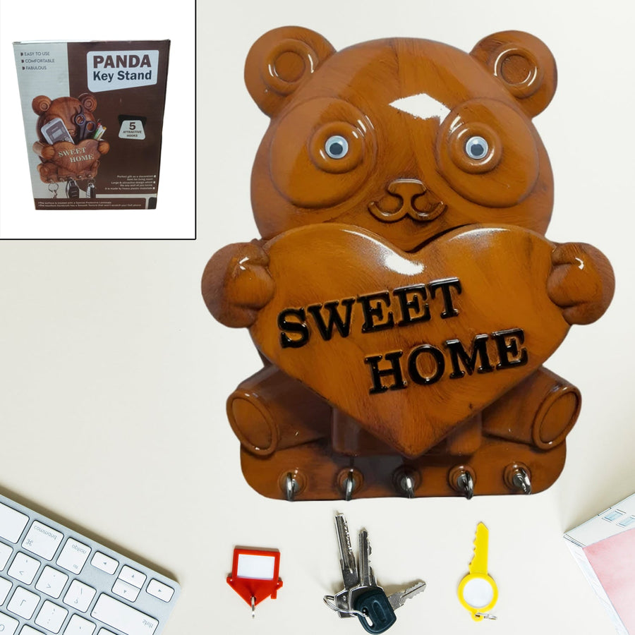 Panda Key Holder – 5-Hook Wall Mount Organiser | GlimmerHome