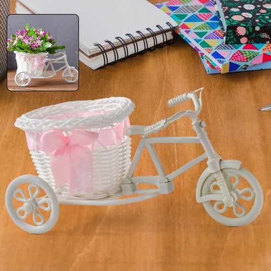 Bicycle-shaped plastic flower pot stand enhancing home decor