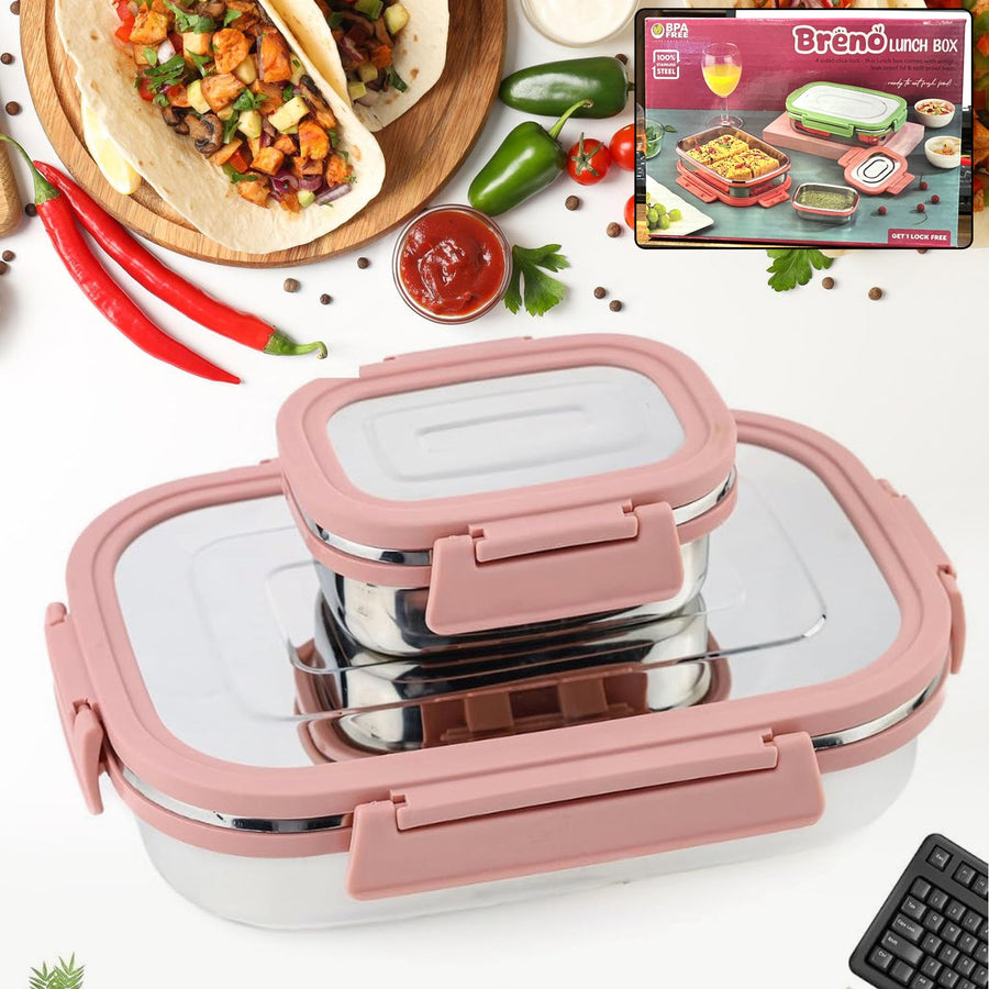 Stainless Steel Lunch Box – Leak-Proof 2PC Set | Lunchie Bunchie