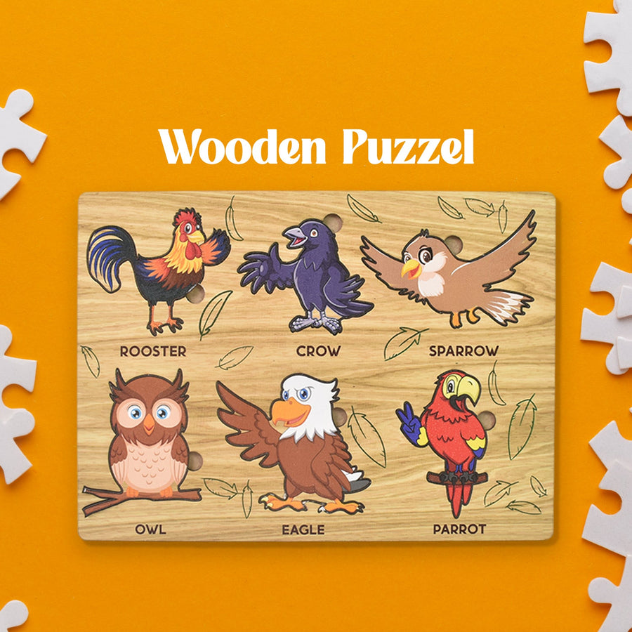 Wooden Bird Puzzle – Educational Board for Kids | Inventive Play