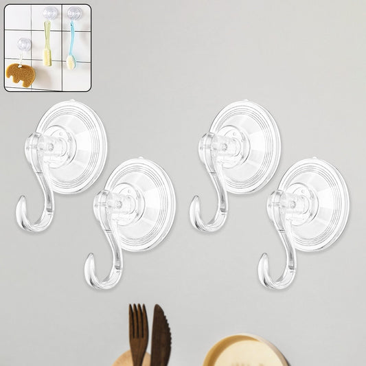 Plastic suction cup hook holding items firmly on smooth surfaces
