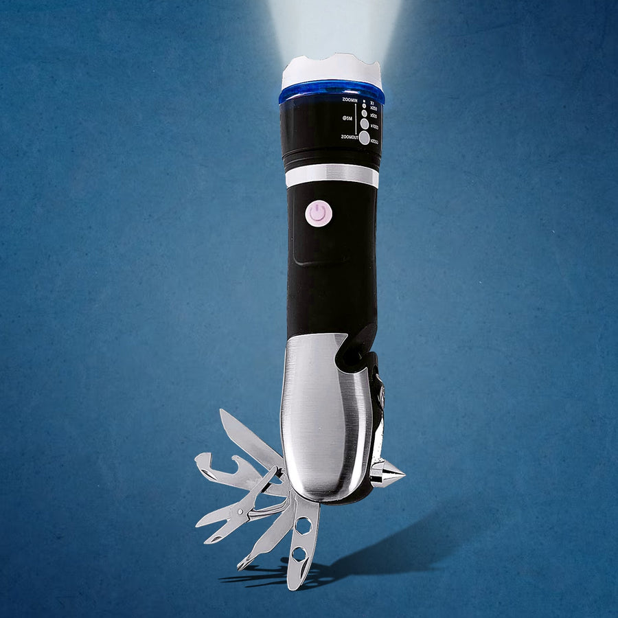 Multi-Tool LED Flashlight 7 in 1 Emergency Tool