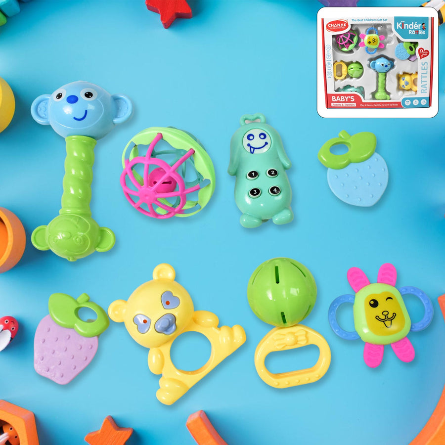 Baby Rattle & Teething Set – 8-Piece Non-Toxic | Aditi