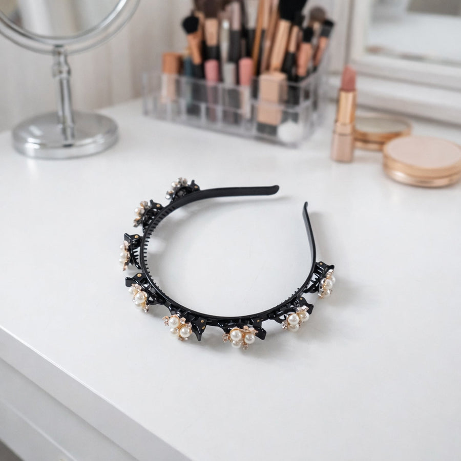 Stylish Pearl Embellished Floral Hairband for Girls & Women (1 Pc)