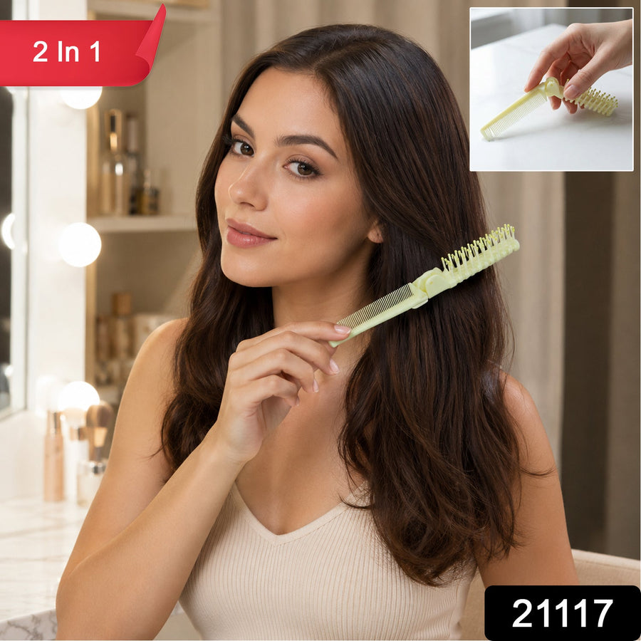 Foldable 2-in-1 Hair Comb & Brush – Compact & Travel-Friendly Design