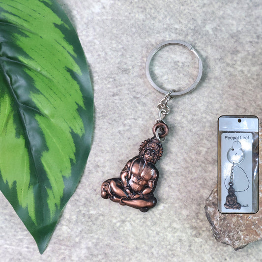 Lord Hanuman Sitting Pose Metal Keychain showing intricate detailing