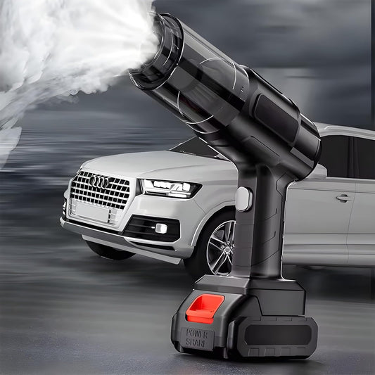 Wireless handheld vacuum cleaner with various attachments for car and home cleaning.