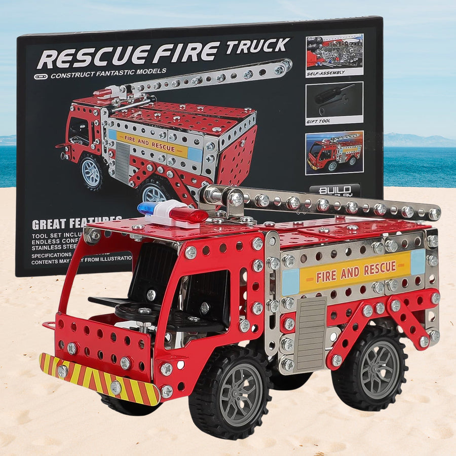 Metal Fire Truck Building Blocks – DIY STEM Kit for Kids | Little Blocks