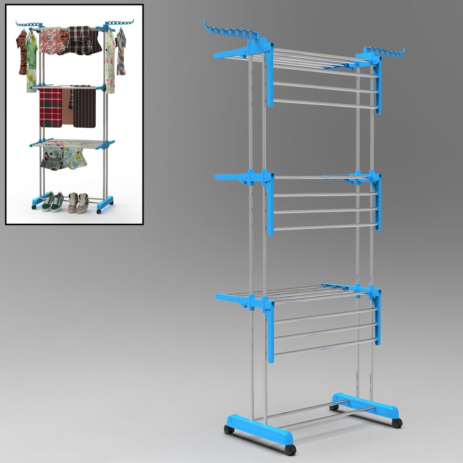 Cloth Drying Stand – 3 Layer Foldable Steel | Organivo