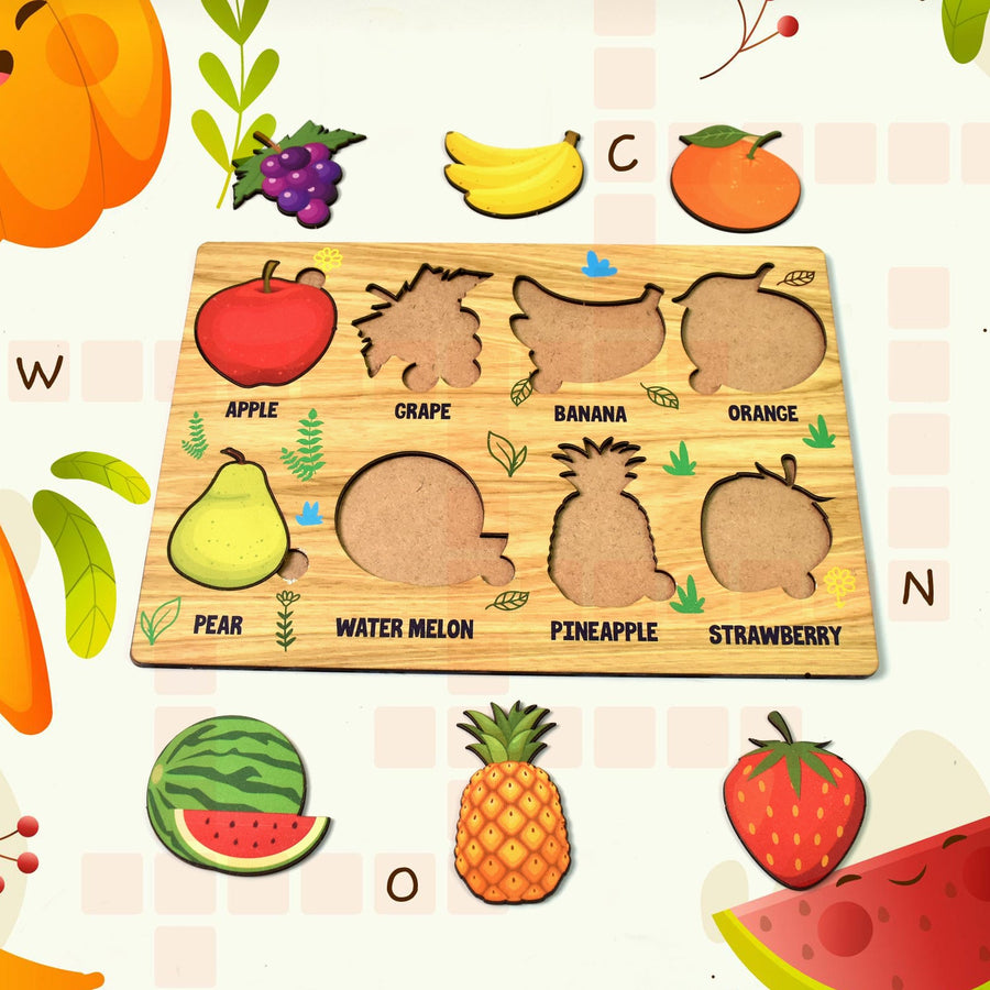 Wooden Fruit Puzzle – Toddler Learning Board | Inventive Play