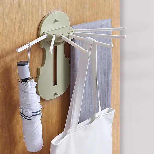 Ret retractable wall hanger with 7 hooks extended, shown from the front.