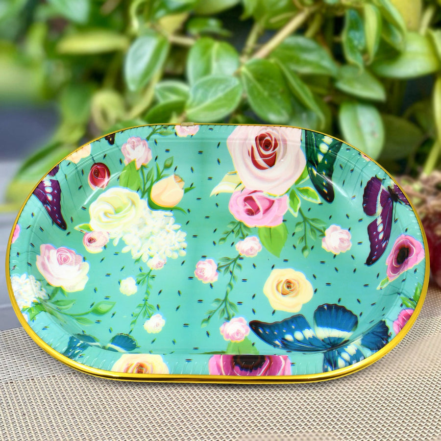 Plastic Serving Tray – Flower Print Design, 35x24cm | Serve Stellar