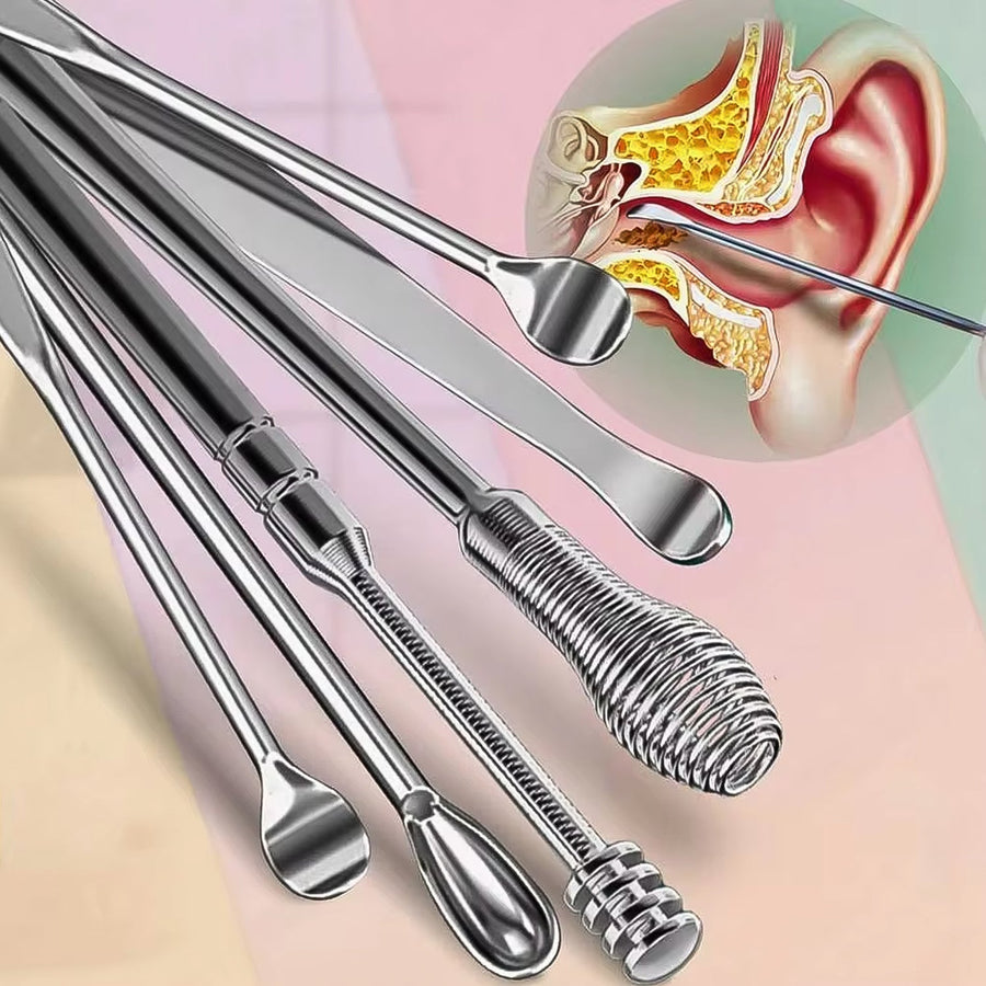 Ear Wax Cleaner Kit – 6-in-1 Reusable Tools with Pouch |