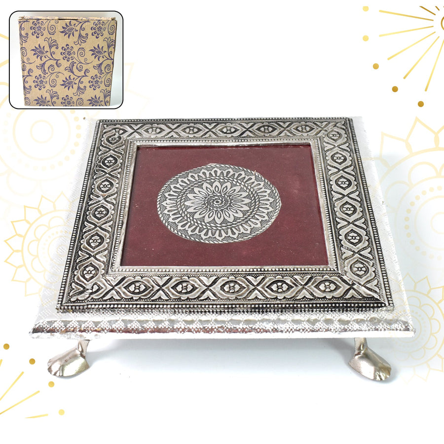 Pooja Chowki – Silver Square Bajot for Home Temple | Styleva