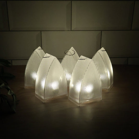 Set of 5 LED flameless lantern lights with warm glow for home decor