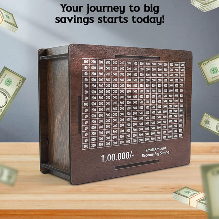 Big Wooden Savings Challenge Money Bank / Piggy Bank - (1 Pc)