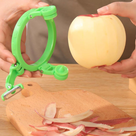 Adjustable apple peeler cutter with sharp stainless steel blade and holder ring