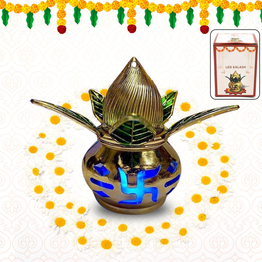 LED Kalash – Gold Plated, Multicolor Light for Pooja | Styleva