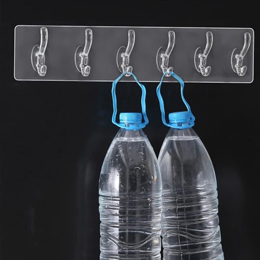 Wall Hook Rail – Heavy Duty 6-Pin Transparent Golden | GlimmerHome