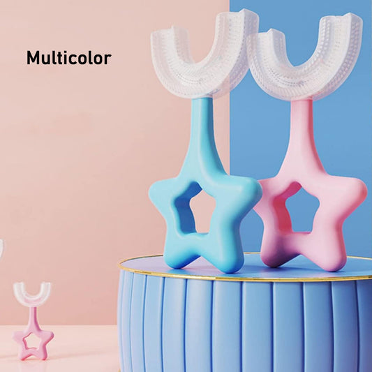 Blue Star U-Shape Kids Toothbrush by MintGuard, designed for gentle oral care.