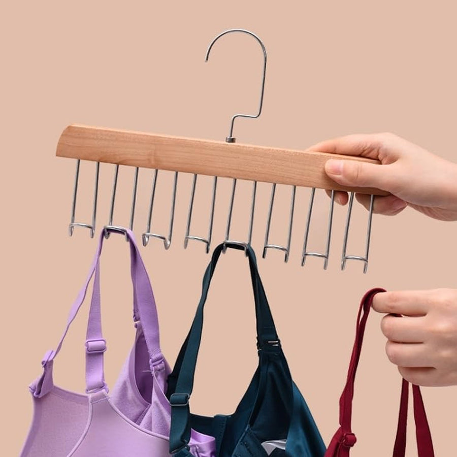 Space Saving Hanger – 8-Hook Lotus Wood Closet Organizer | Organivo