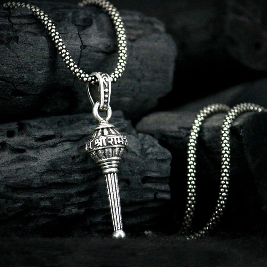 Hanuman Gada Pendant – Silver Spiritual Necklace | Blessed Trinkets